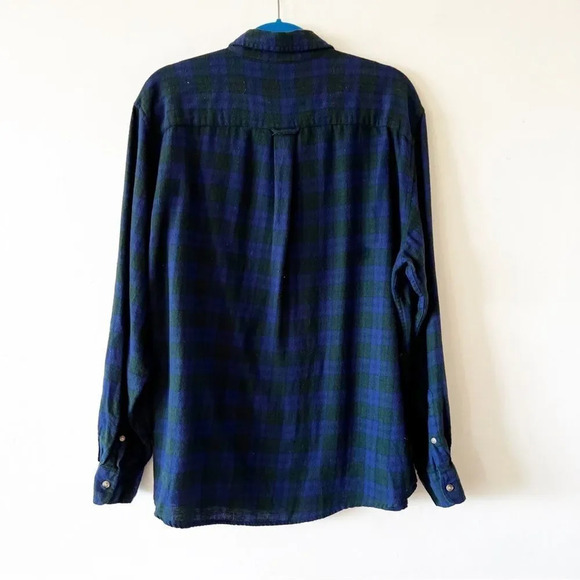 Chaps Ralph Lauren Blue Plaid Cotton Flannel Button Down Size XL Black Watch - Picture 2 of 7